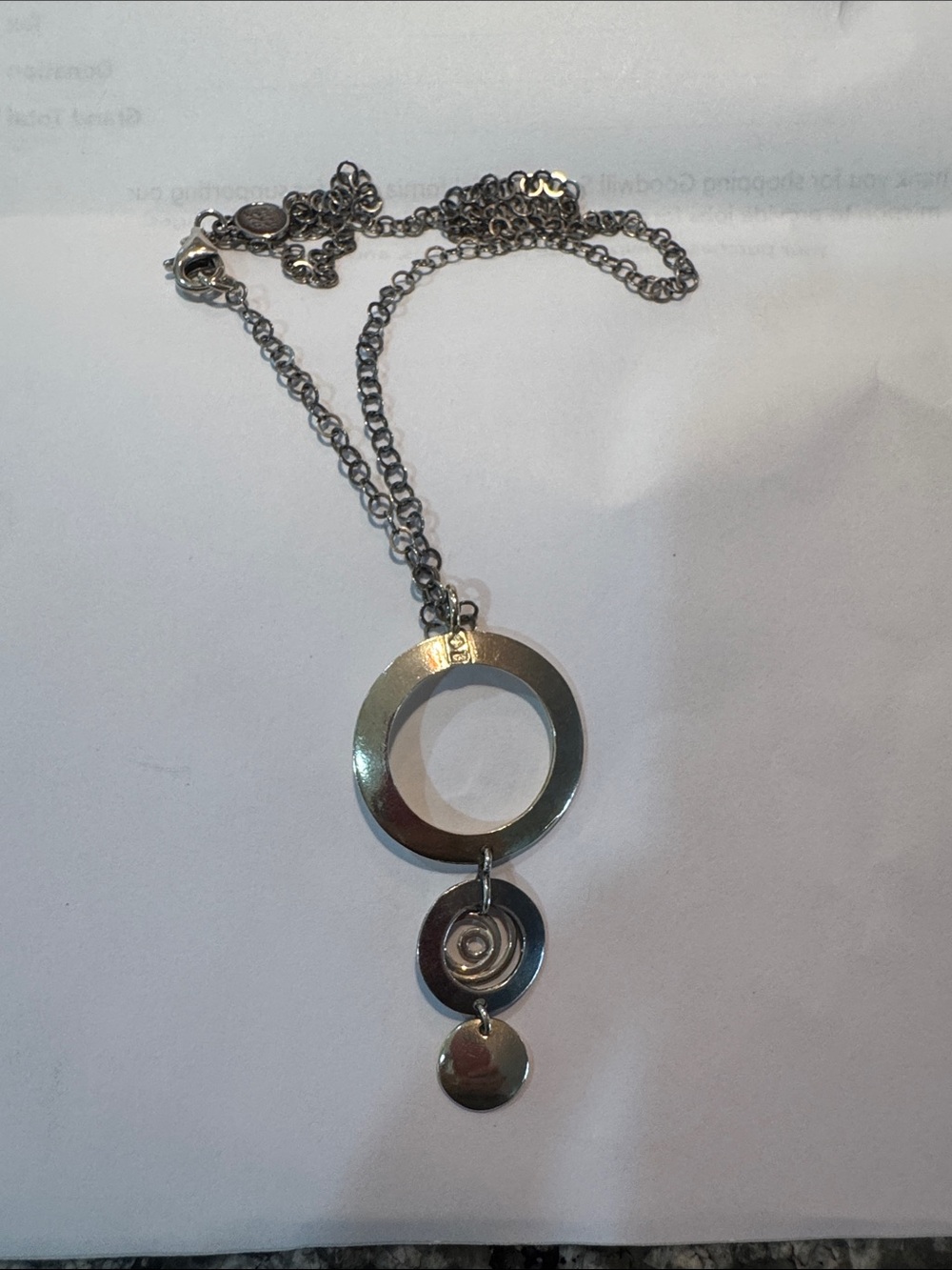 Silpada  Sterling-Silver 3 disk swirl Circle Pendant Necklace -